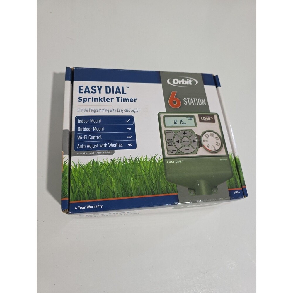 Orbit Easy Dial 6 Station Sprinkler Timer 57596 w/Easy-Set Logic Programming